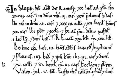 The Domesday Book entry for Slepe